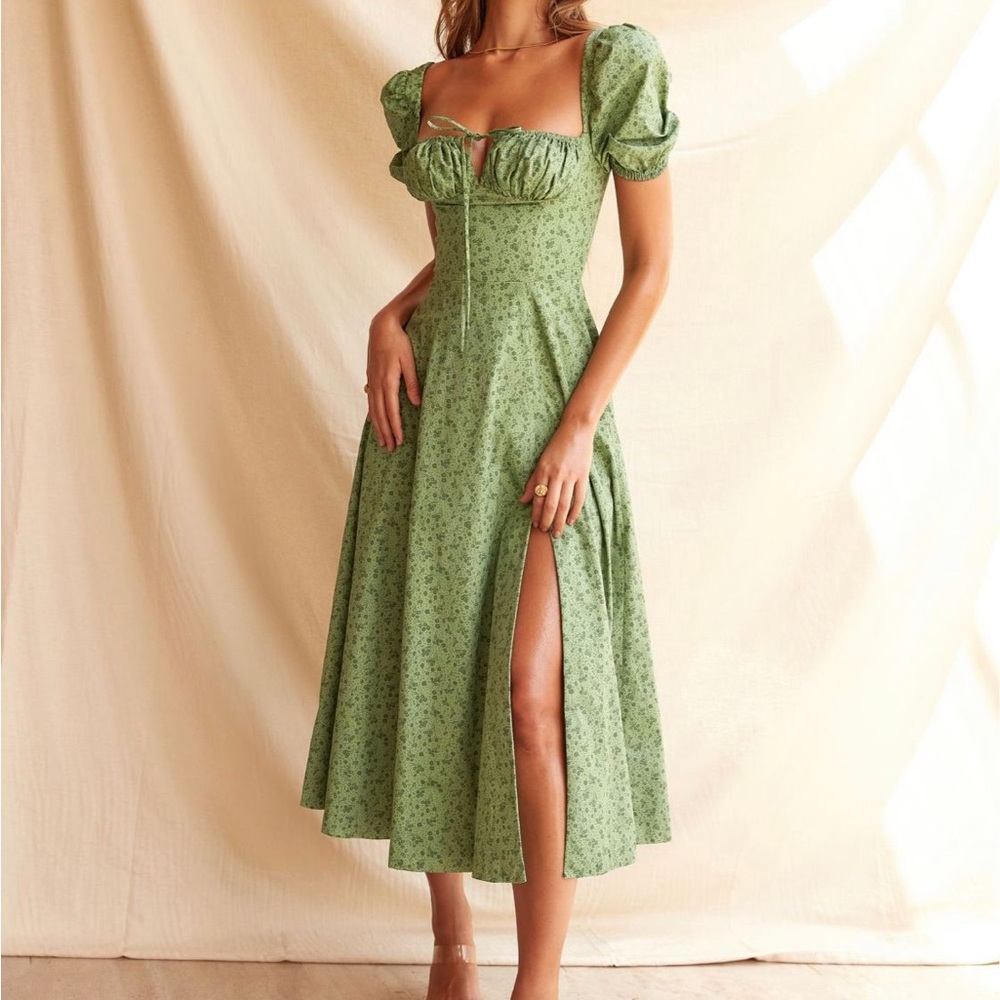 House of CB Green Floral Maxi Dress